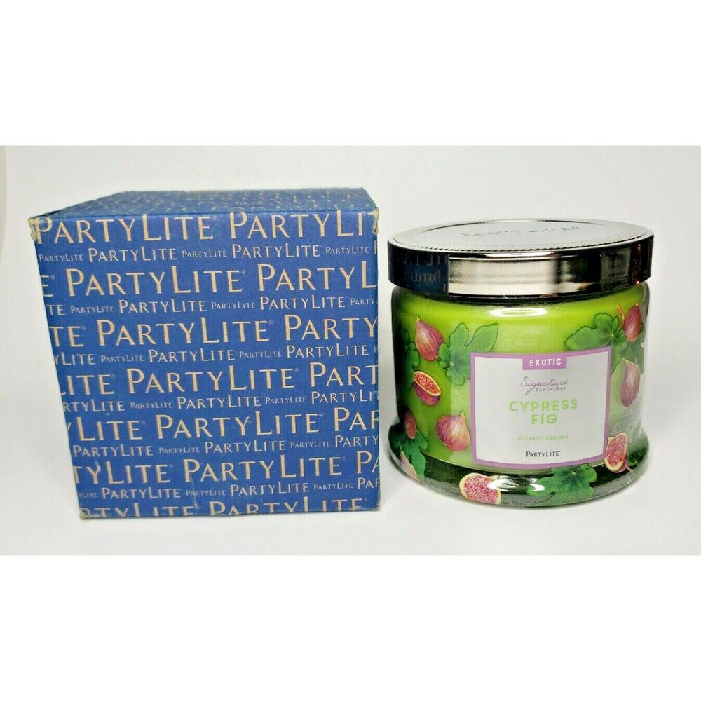 PartyLite 3-Wick Jar Candle with Lid New In Box‎ Cypress Fig P6H/G73934